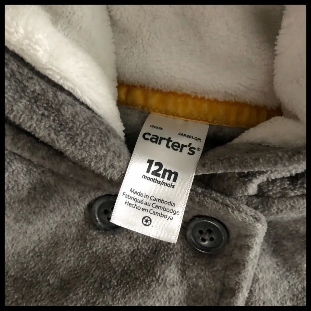{Carter’s} Fleece Peplum Hoodie Elephant Pants Set - Picture 6 of 8